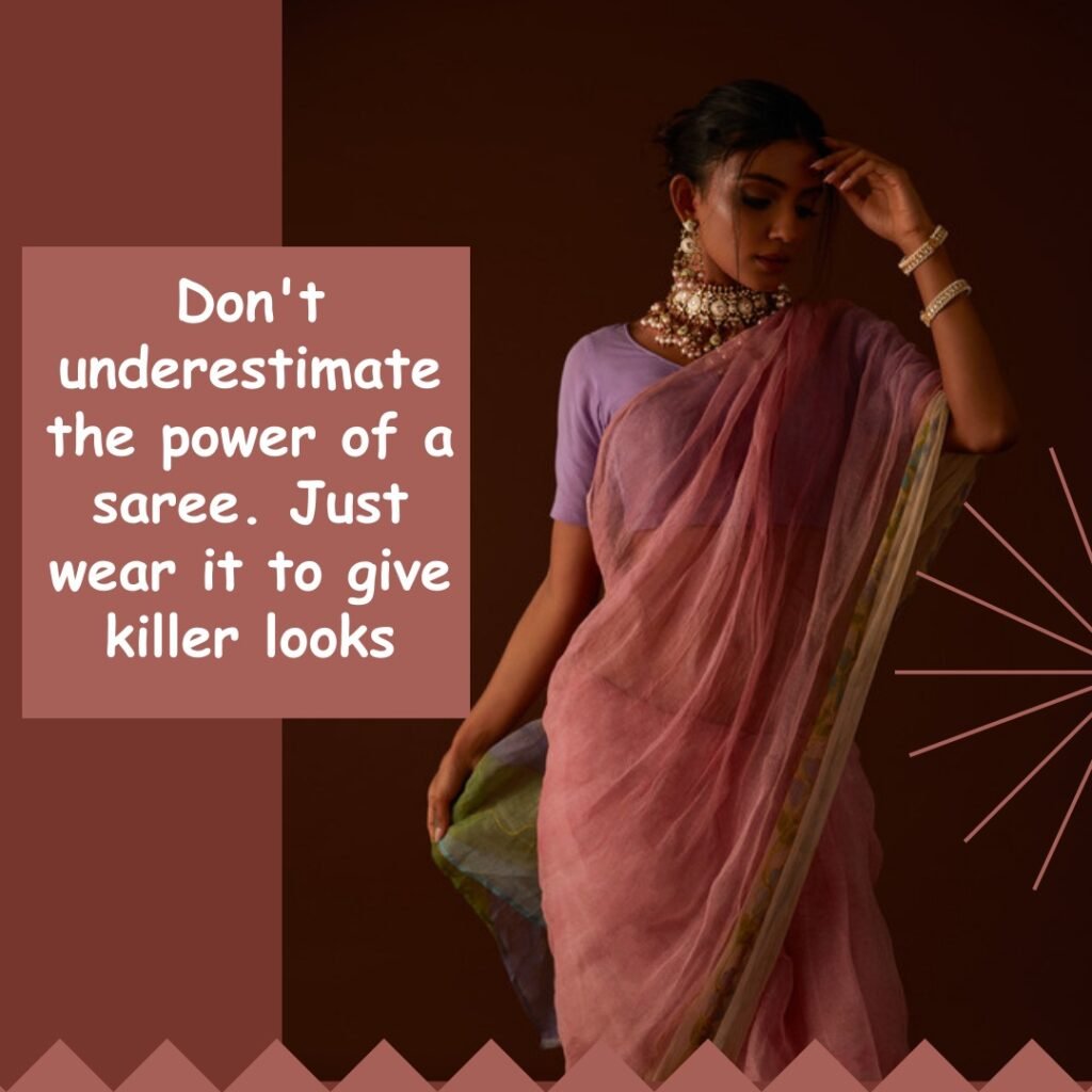Pink saree captions for Instagram 3
