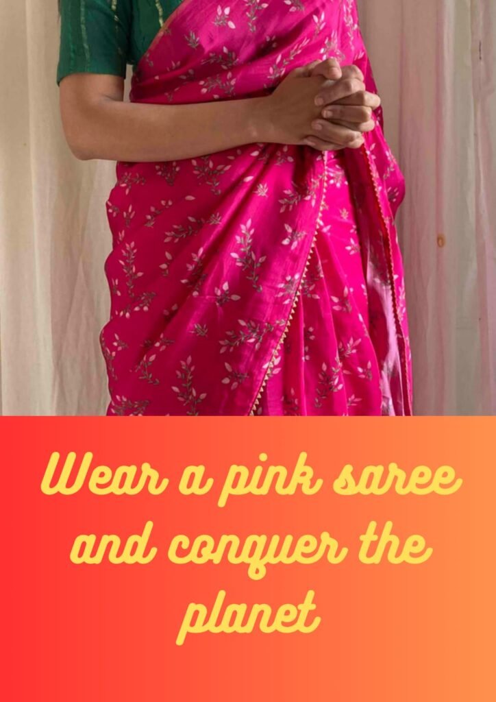 Pink saree captions for Instagram 1